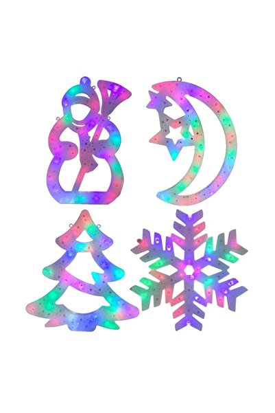 NEXTLY Set of 4 Christmas Decorations with RGB LED Lights, Hanging Hole, Applicable to