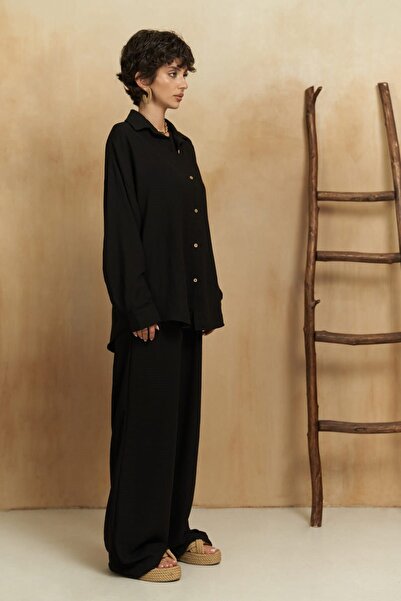 BOHEMAİ Pedasa fekete ing nadrág szett