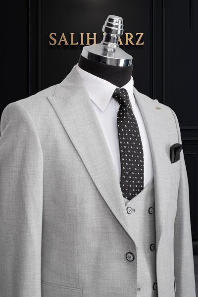 Salihtarzz Takım Elbise Yelekli SlimFit Gri SD42165