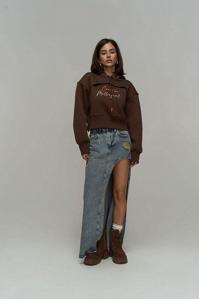 MAİ COLLECTİON Φούτερ Creative Brown Crop