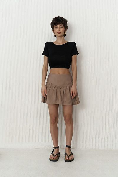 MAİ COLLECTİON Elettra Dark Mink Mini Skirt