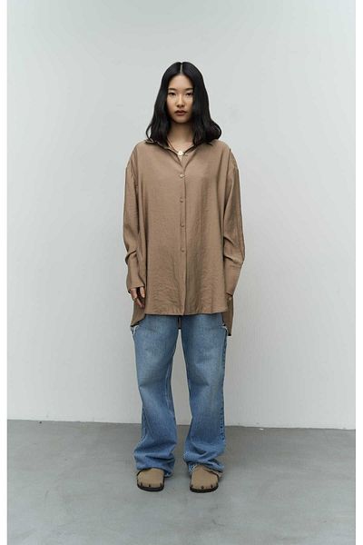 MAİ COLLECTİON Zaria Light Mink Oversize Shirt