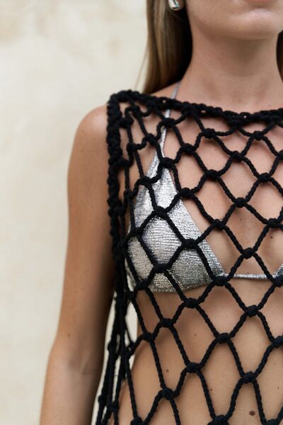 BOHEMAİ Hamper Black Fishnet Dress