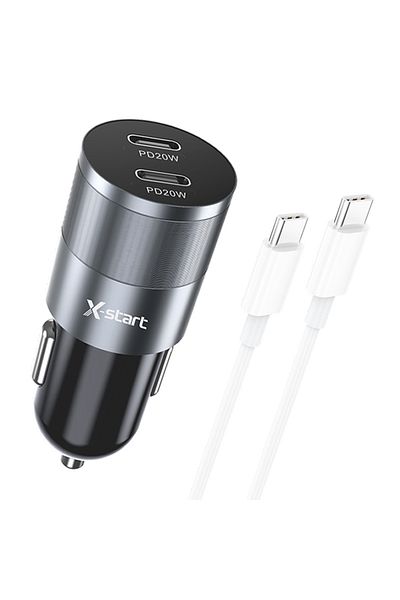 REDz Accessories Încărcător auto X-start Cc119cc cu cablu Type-C de 1 m, încărcare rapidă de 40 W, gri