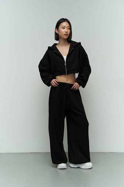 MAİ COLLECTİON Moon Hooded Black Tracksuit Set