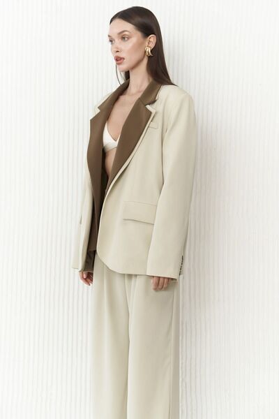 MAI STUDIOS CO. Bézs blézer - Elias dupla gallérral