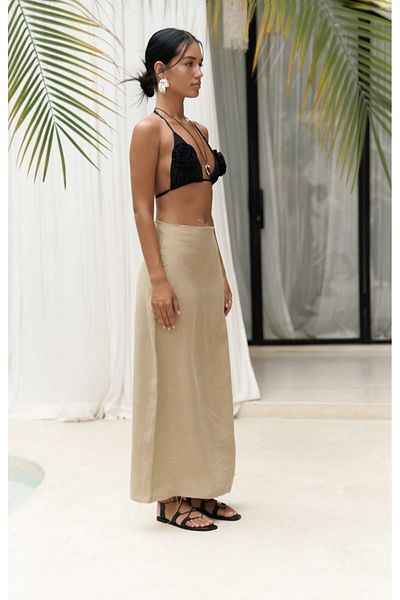 BOHEMAİ Samir Filthy Detail Khaki Leinenrock