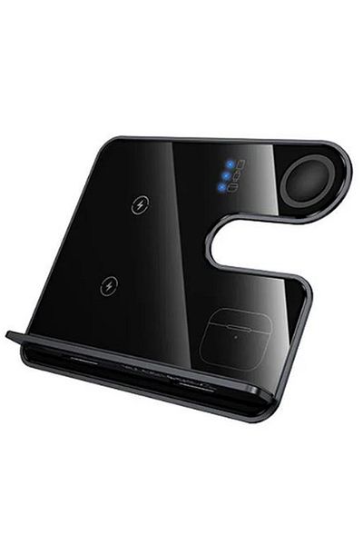 REDz Accessories Stație wireless HOCO CQ19, încărcare rapidă 15W, pentru telefon, căști și ceas, MagSafe, gri închis