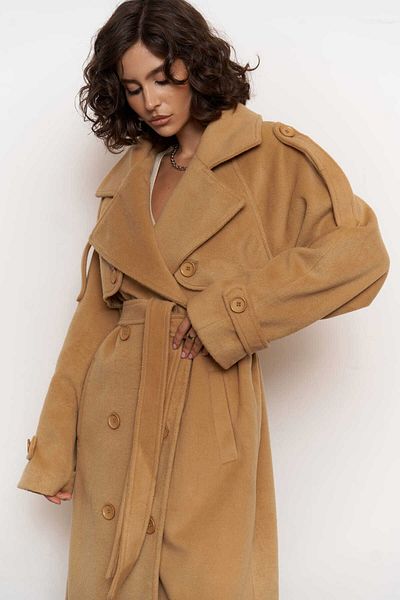MAİ COLLECTİON Mai Moscow Tan Stamp Coat