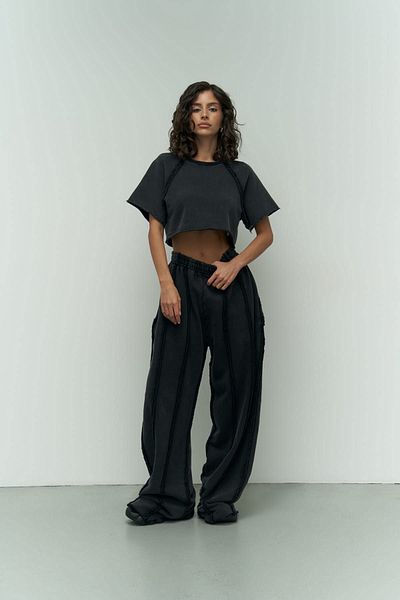 MAİ COLLECTİON Σετ αθλητικής φόρμας Alda Washed Black Crop