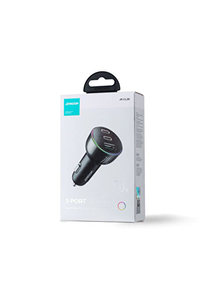 REDz Accessories Προσαρμογέας αυτοκινήτου 3 θυρών, Joyroom JR-CL26, USB + 2 x type-C, 70W, Μαύρο