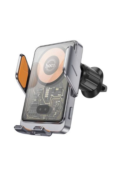 REDz Accessories Suport auto, Hoco, model HW7, încărcare wireless rapidă, 15W, gri