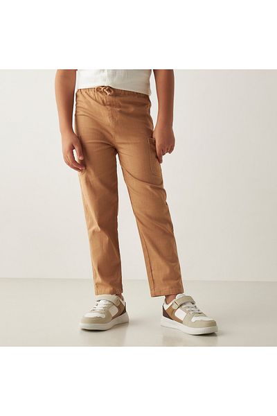 ELIGO Solid Pants with Pockets and Drawstring Closure