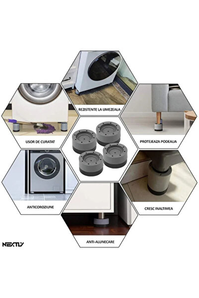 NEXTLY Set of 8 Non-Slip Feet for Washing Machine, Tumble Dryer, Refrigerator, Furniture