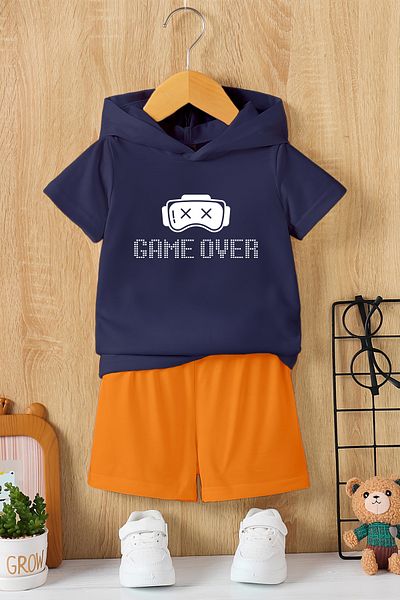 MYADA New Season Hooded Virtual Glasses Printed 2-Piece Children's Set 23387