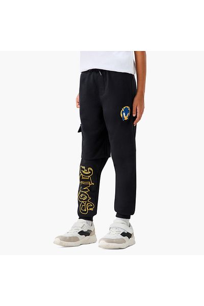 CPLG Sonic the Hedgehog Print Cargo Joggers with Drawstring Closure