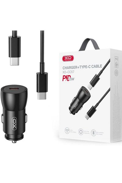 REDz Accessories Set adaptor auto XO-CC57 cu cablu Type-C, compatibil cu iPhone 15/16 și Android, PD25W, negru