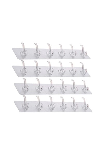 NEXTLY Σετ 4 αυτοκόλλητων κρεμάστρων με 6 γάντζους, για μπάνιο/διάδρομο/κουζίνα, ισχυρή κόλλα