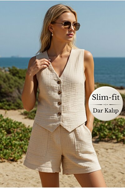 Combattente Set de 2 straturi de muselină naturală și pantaloni scurți - Set ...