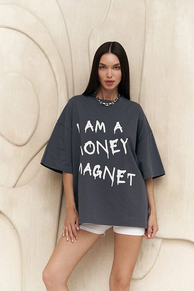 MAİ COLLECTİON Tricou supradimensionat Money Magnet Antracit
