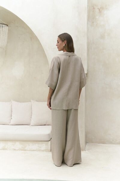 BOHEMAİ Σετ Πουκάμισο και Παντελόνι σε Μπεζ Λινό - Baron