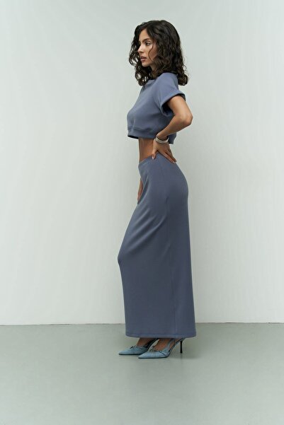 MAI STUDIOS CO. Paloma Indigo Crop szoknya és felső szett