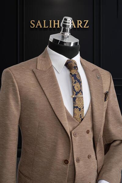 Salihtarzz Suit Slimfit Mink with Vest Sd42172