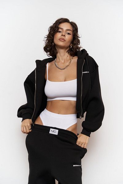 MAİ COLLECTİON Studios Crop Schwarzer Trainingsanzug
