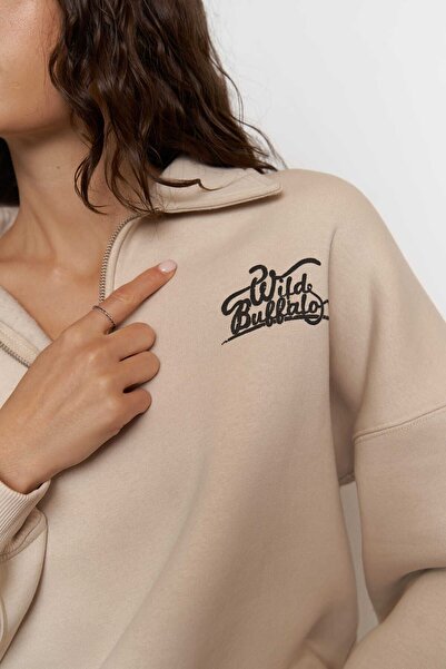 MAI STUDIOS CO. Φούτερ Mcllctn Wild Bufallo Beige Unisex Oversize