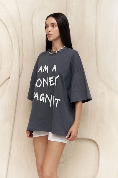 MAİ COLLECTİON Tricou supradimensionat Money Magnet Antracit