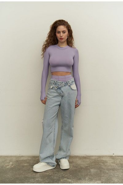 MAİ COLLECTİON Biance Lila Crop Top