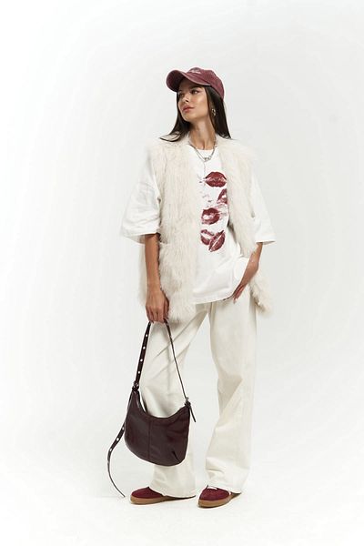 MAİ COLLECTİON Plush Beige Vest