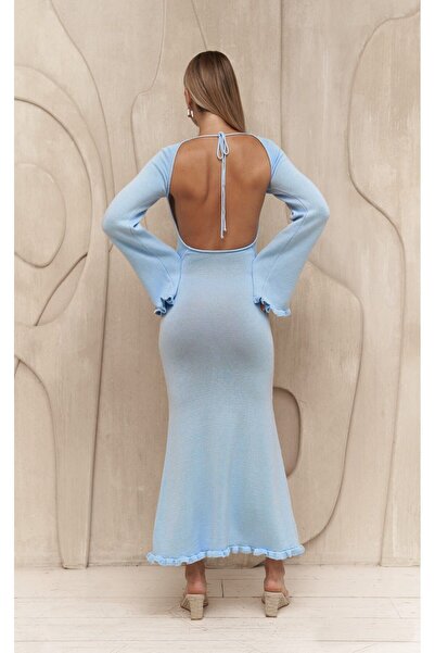 BOHEMAİ Niebieska dzianinowa sukienka Angela - bez pleców