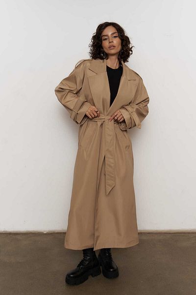 MAİ COLLECTİON Dámsky béžový oversize trenčkot