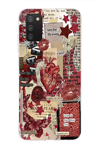 moonset Samsung Galaxy A02S Uyumlu Kolaj Tasarımlı Baskılı Şeffaf Telefon Kılıfı