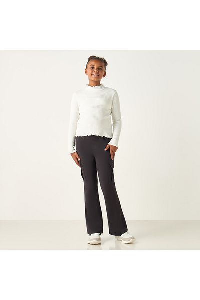 Juniors Solid Flared Leg Pants with Pockets