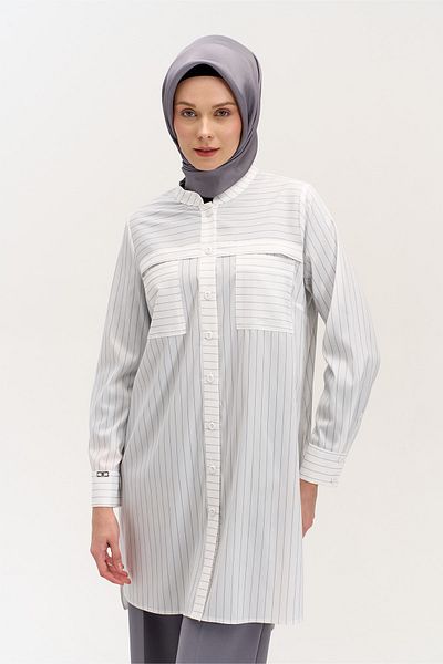 Setrms Aller Detailed Short Front Long Back Tunik with Pockets