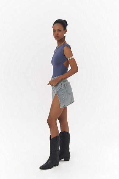 MAİ COLLECTİON Nives Back Low Cut Indigo Crop