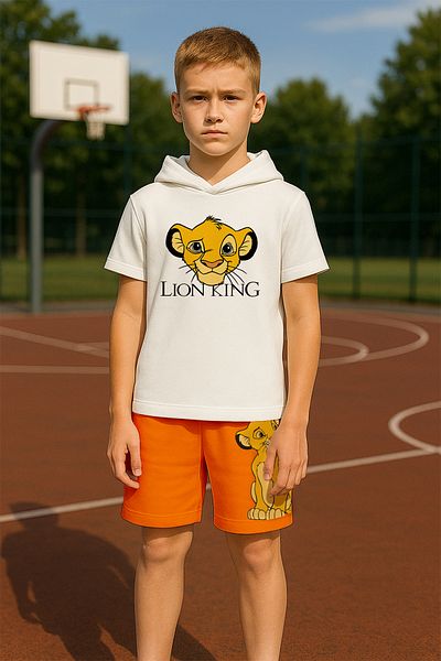 MYADA New Season Hooded Lion King Character Printed 2 Piece Kids Suit