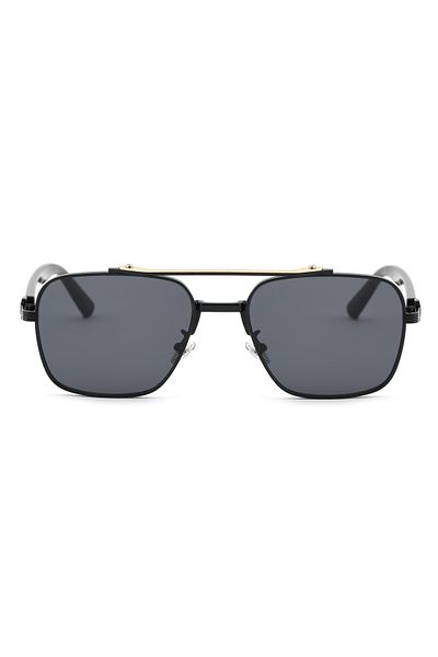 Angel Eyes Rectangle Design Black Frame Black Glass Unisex Sunglasses