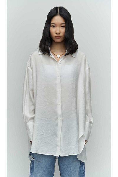 MAİ COLLECTİON Cămașă oversize albă Zaria