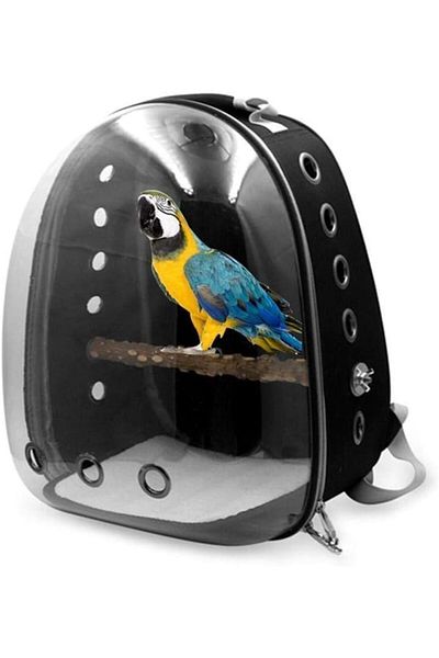 Generic AL ARQAM Bird Carrier Backpack – Transparent, Breathable Travel Bag with Hook for Small Birds