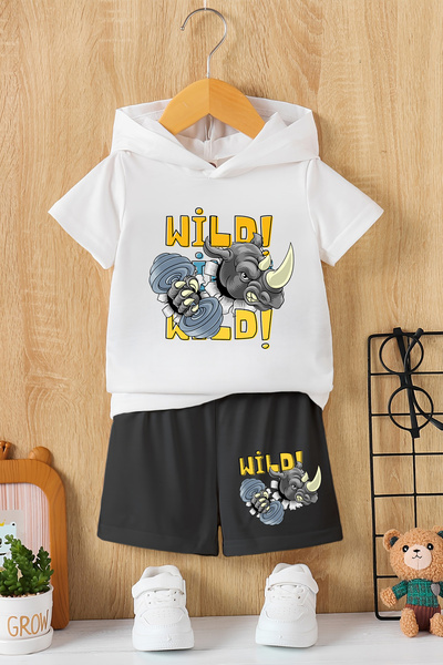 MYADA Новий сезон, дитячий комплект з капюшоном і принтом дикого носорога, 2 ...