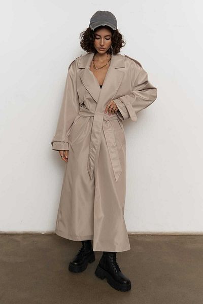 MAİ COLLECTİON Femme Gray Oversize Trench Coat