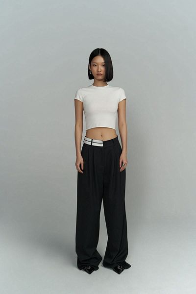 MAİ COLLECTİON Prato Anthracite Palazzo Trousers