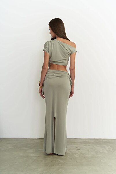 MAI STUDIOS CO. Ivan Gathered Çağla Crop szoknya szett