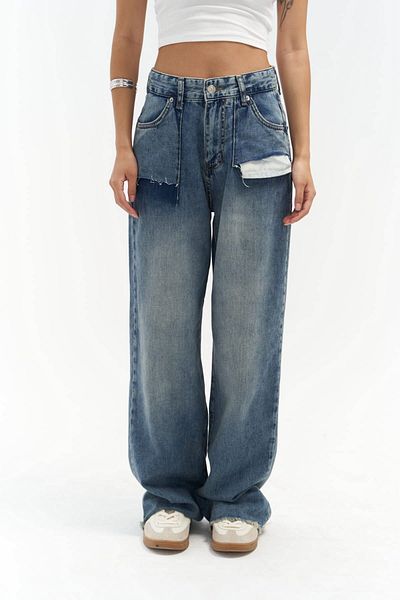 MAİ COLLECTİON Modré džínové kalhoty Kai Pocket Detail