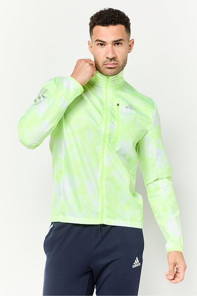 adidas Men Sportswear Fit Long Sleeves Running Jacket, Lime Green