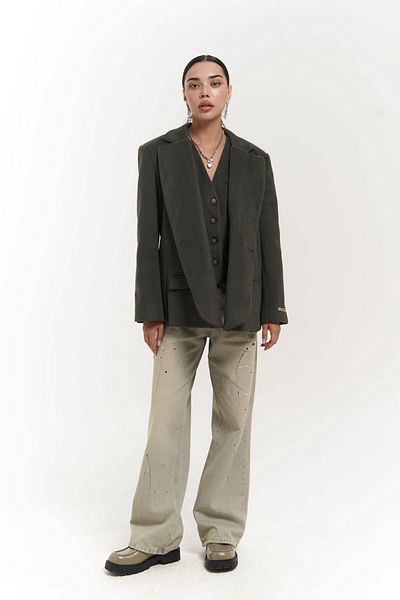 MAİ COLLECTİON Blazer albastru petrol cu fantă Armonia