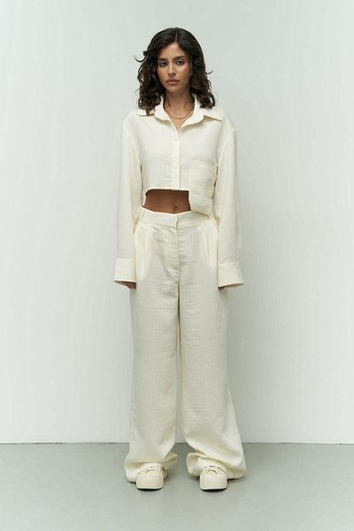 MAİ COLLECTİON Valente Ecru Crop ing nadrág szett